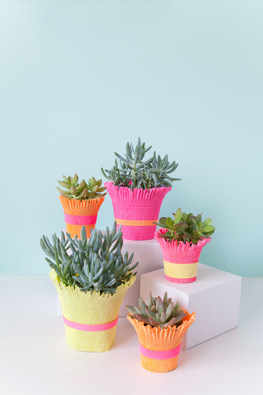 DIY-crepe-paper-wrapped-pots-an-easy-diy-for-table-and-party-decor