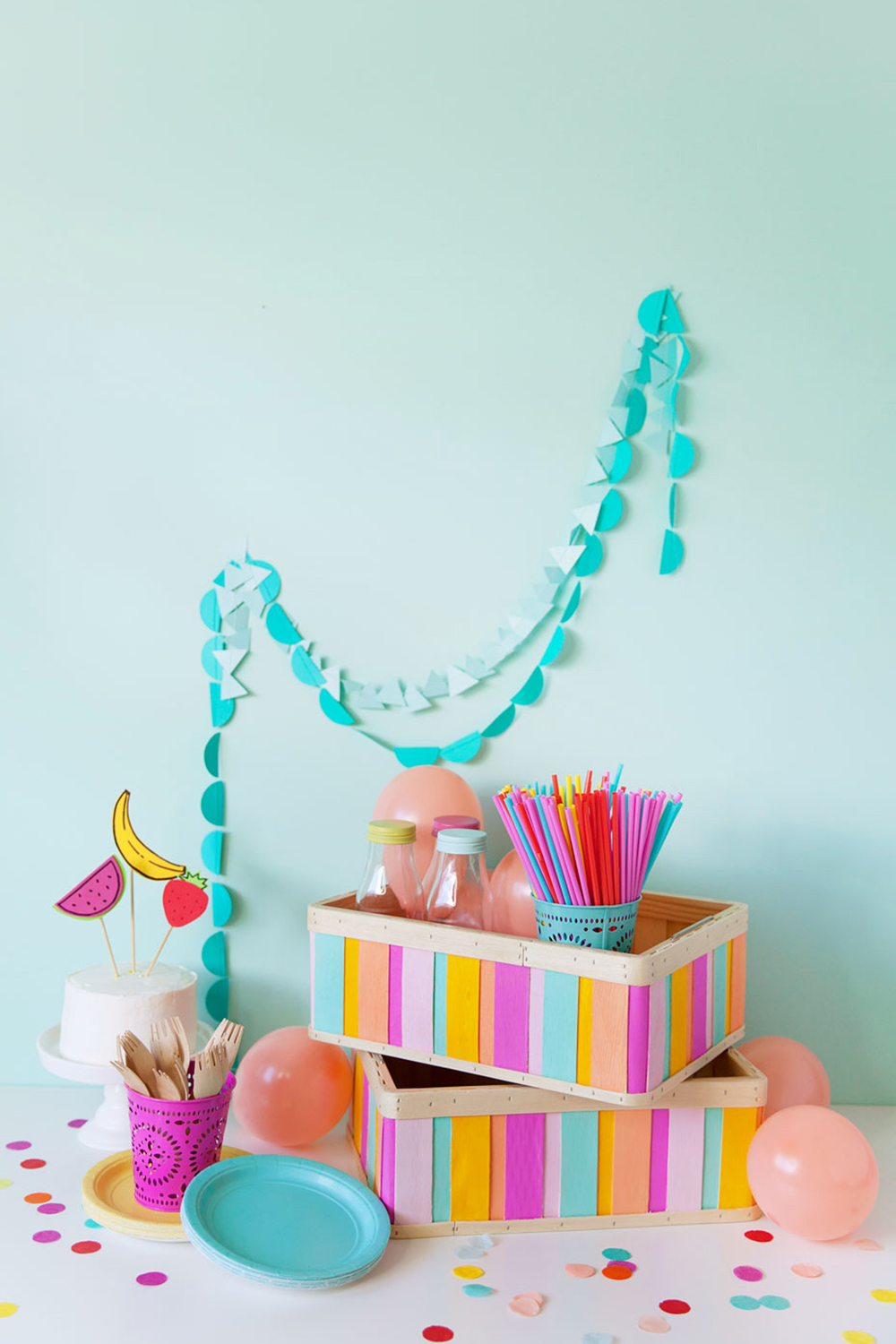 These painted wood boxes are a fun IKEA hack and only take 10 minutes to make. Perfect for storage, organizing your supplies or cute party decor.