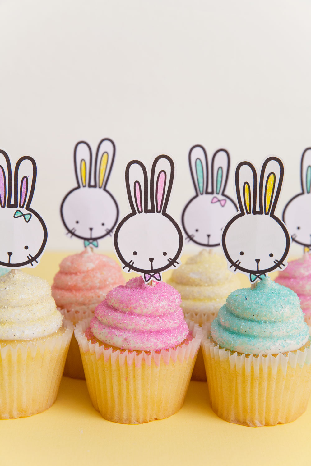 FREE printable bunny cupcake toppers, perfect for all your Easter treats  |  Tell Love and Party
