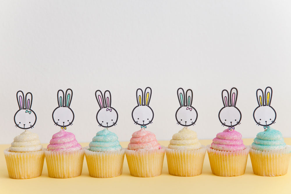 FREE printable bunny cupcake toppers, perfect for all your Easter treats  |  Tell Love and Party