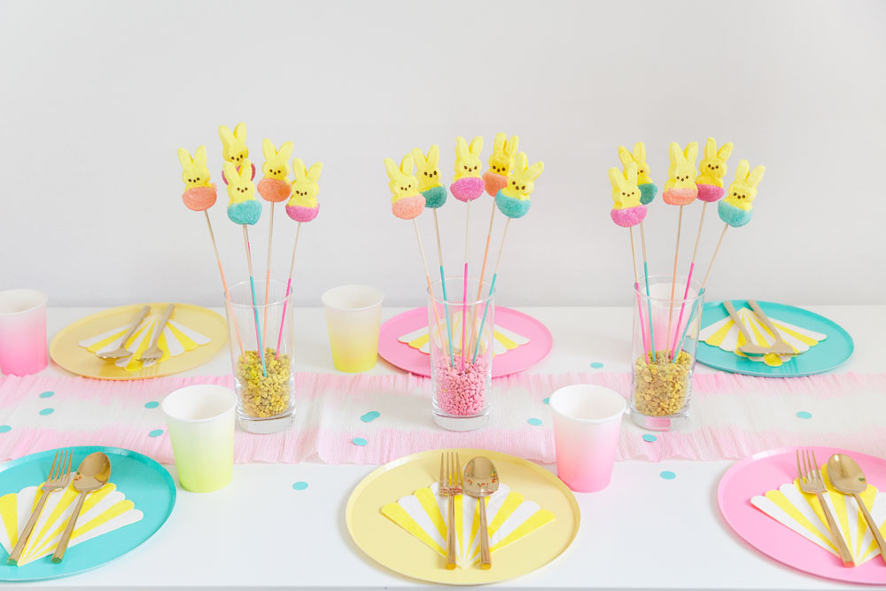 Learn how to make these fun and SIMPLE multicolored peeps. Perfect for Easter table decor or just something fun for an Easter basket.
