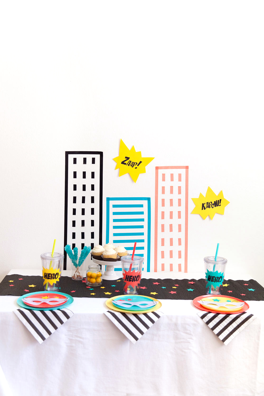 Learn how to make this fun, modern and non character themed DIY super hero themed party. -Tell Love and Party
