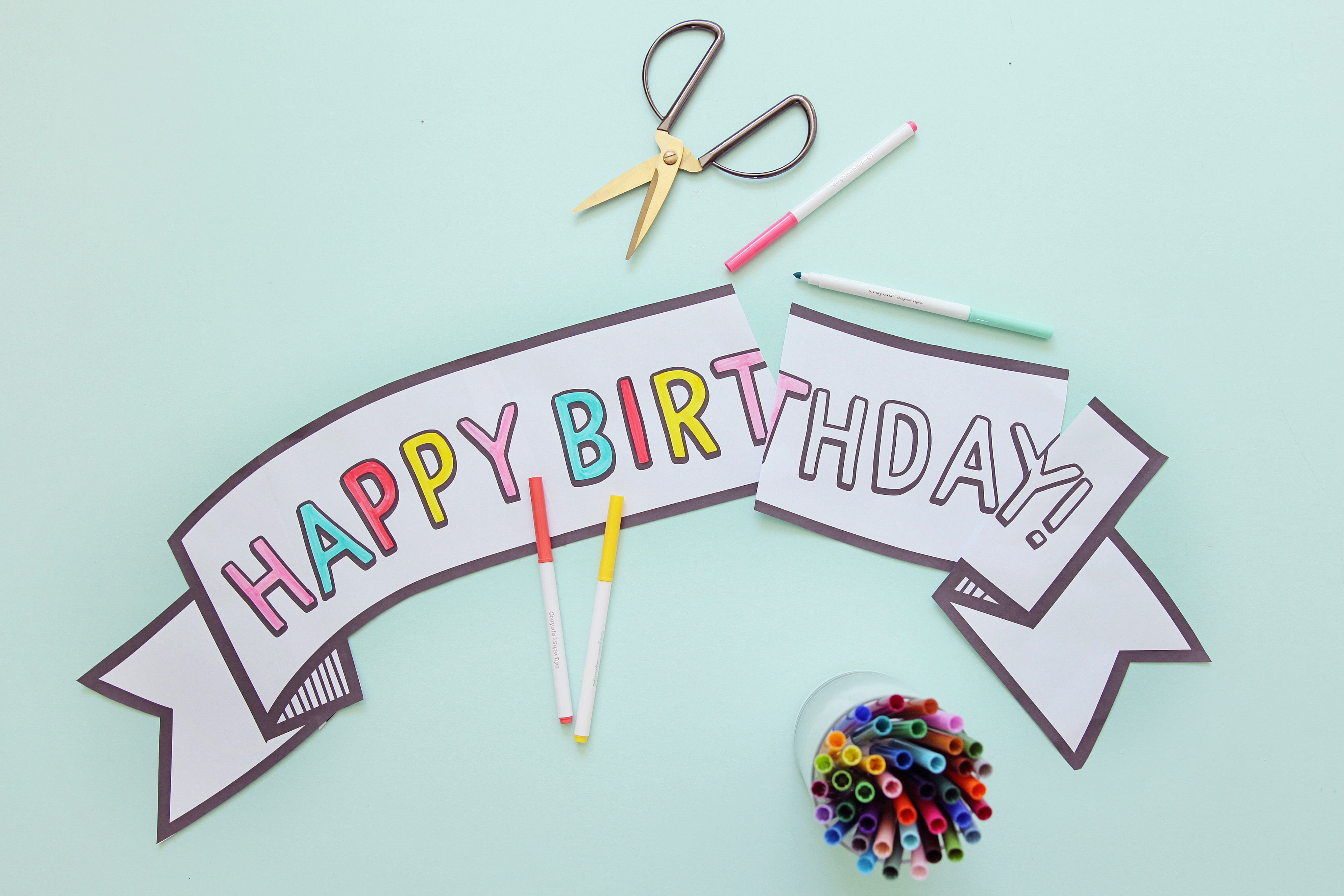 This birthday banner can be printed right at HOME! Takes only 5 min to make, you will never be stressed on birthday decor again.